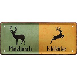 schilderkreis24 - Tin Signs Funny Saying "Platzhirsch Edelzicke" Decorative Door Sign Gift Idea Funny Gift Birthday Christmas 28 x 12 cm