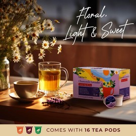 Gya Tea Co Chamomile Lavender Herbal Tea Pod (16 ct) - Soothing & Calming Decaf Tea for Better Rest