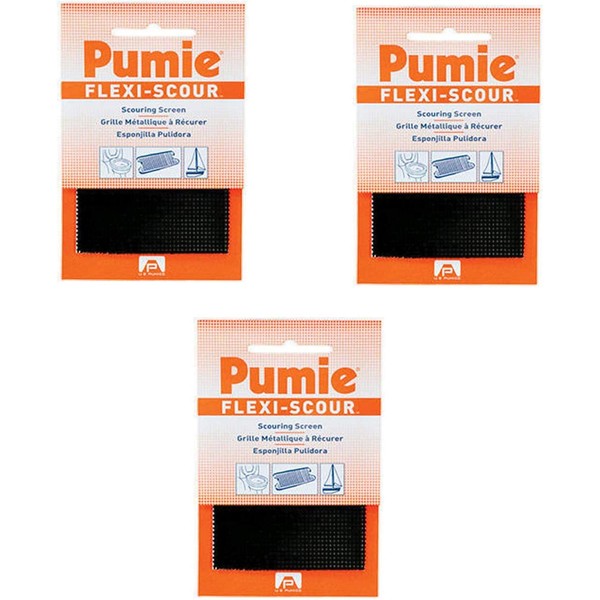 U.S. Pumice FLEX-12 C Flexible Scrubbing Screen for Household Cleaning, Abrasive Grit Screen, Clean Grills, Remove Carbon, Rust and Scale, 5.5" x 4", (1 Screen), 3 Pack