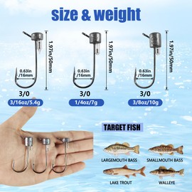 Eupheng Tube Jig Heads for Bass Fishing, Rattle Ned Jig Heads Tube Bait Hooks 3/16oz 1/4oz 3/8oz (15/12PCS)