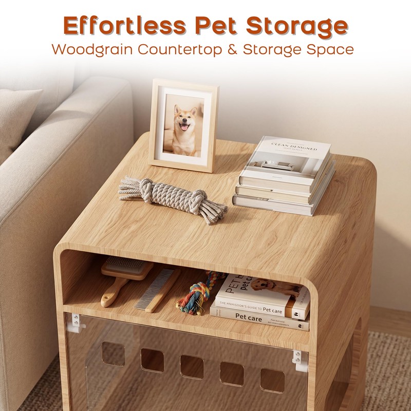 DAWNYIELD Dog Crate Furniture with Flip-Up Door & PET Panel