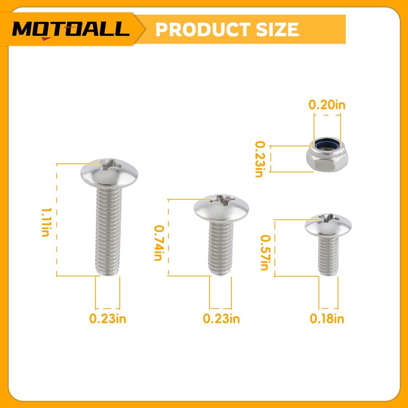 MOTOALL 25 Piece Fender Bolts Screws Nut Mount Kit Plastics