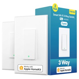 3 Way Smart Switch, Meross Smart Light Switch Compatible with Apple Homekit, Siri, Alexa & SmartThings, 2.4Ghz Wi-Fi Light Switch Remote Control Schedule, Neutral Wire Required 2 Pack