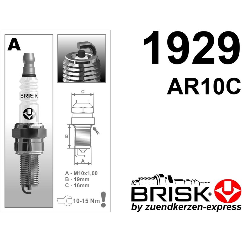 BRISK Super AR10C 1929 Spark Plugs (Pack of 2)