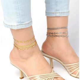 Pulsera De Tobillo, Tobillera De Corazones Acero Inoxidable