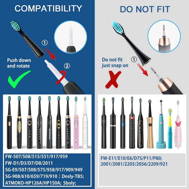 Fairywill Replacement Brushes Pack of 10 Suitable for Fairywill Fairy