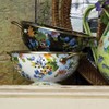 MacKenzie Childs Colander Flower Market Enamel Small Strainer 8x3.75” Black