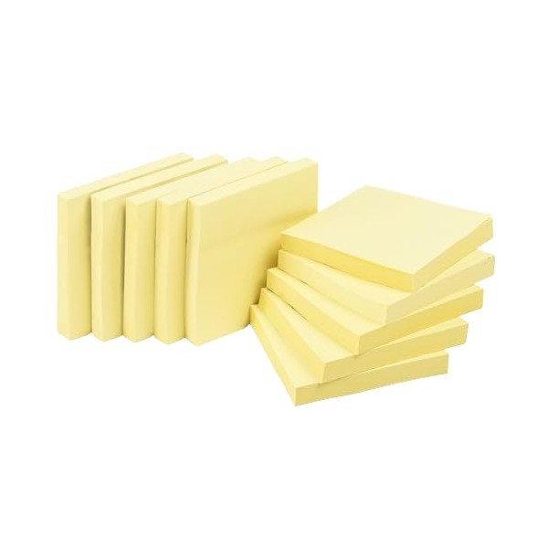 Vibrant Square 3x3 Yellow Sticky Note Pad - 10 Pads/Pack,