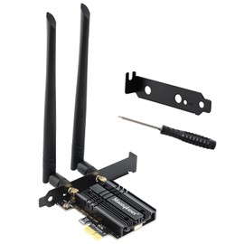 Tarjeta WiFi 6E PCIe WiFi para PC de computadora AX210, hasta 2400Mbps, Bluetooth 5.3, WPA3, 802.11AXE Adaptador inalámbrico de tribanda con MU-MIMO, OFDMA, compatible con Windows 11, Windows 10