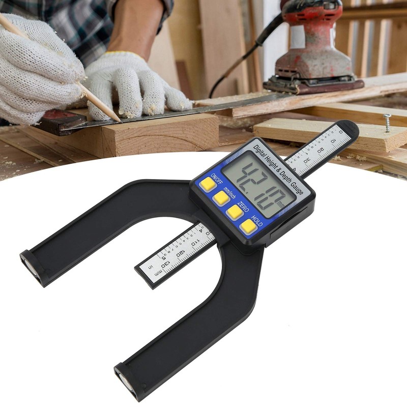 Electronic Height Depth Gauge Digital Display Woodworking Ruler Measure Tool