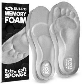 SULPO Memory Foam Insoles - Soft Shoe Insoles, Ergonomic Support and Comfort for the All Day 2 Pairs, Size 41-42