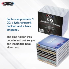BCW CD Jewel Cases 10 Pack | Single CD Jewel Case | Protects CDs | Classic De...