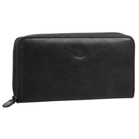 piké Genuine Leather Wallet for Men, Women, Wallet with All-Round Zip, Wallet with Coin Compartment, Large Wallet for Notes and Cards, 019917, black, Standard size