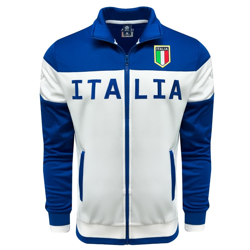 Just 4 Kicks Men's Italy Jacket, White Full Zip Italia