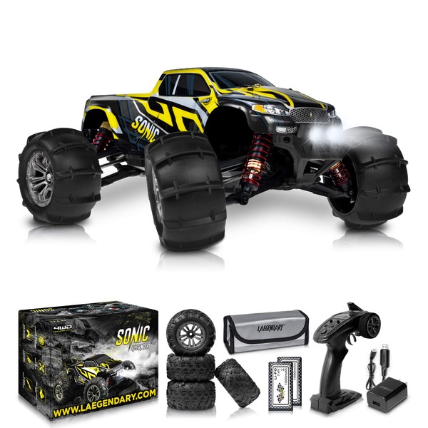 1:16 Brushless Large RC Cars 55+ kmh Speed - Kids and Adults Remote Control Car 4x4 Off Road Monster Truck Electric - All Terrain Waterproof Toys Trucks for Boys, Girls - 2 Batteries for 40+ Min Play