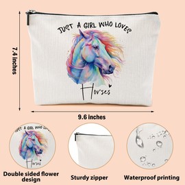 CFGBFDGH Horse Gifts for Women Makeup Bag, Horse Stuff Cosmetic Bag Travel Organizer Bags Makeup Pouch, Christmas Birthday Animal Lovers Gifts for Horse Lovers Women Girls Friends