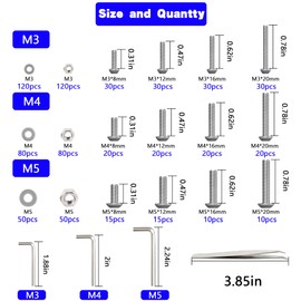 754Pcs Metric Bolt Assortment,Stainless Steel Button Socket Head Cap Screws Nuts Assortment Kit with Nuts Screws Flat Washers Screwdriver M5 M4 M3