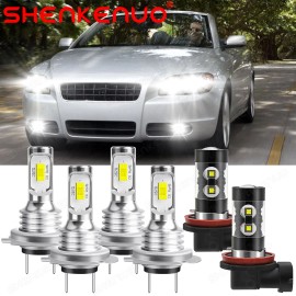 SHENKENUO For Volvo C70 2011 - 6x H7 H7 H11 LED Headlight High-Low + Fog Light Bulbs White