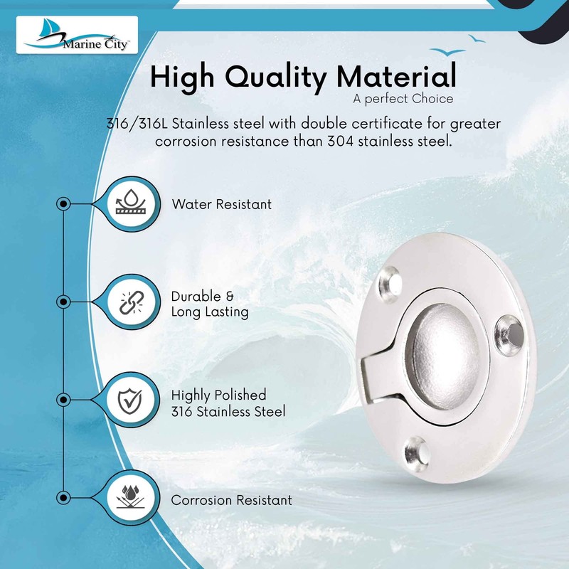 Marine City 316 Grade Stainless Steel Round Flush Boat Hatch