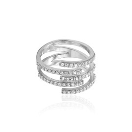 Sterling Silver CZ Cubic Zirconia Spiral Statement Ring, Size 5-9 for Christmas, New Year, Wedding, Engagement, Valentine Day,Women's Day (Silver 8)