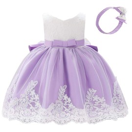Dressy Daisy Baby Girls Wedding Flower Girl Lace Dress with Headband Special Occasion Pageant Birthday Party Dresses Size 18-24 Months Purple 426