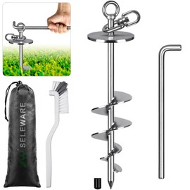 SELEWARE Heavy-Duty Dog Tie Out Stake – 17" Rust-Proof Swivel Anchor for Large Dogs (Up to 220 lbs) | No-Tangle, Easy Install with Torsion Bar, Secure for Yard, Camping & Beach