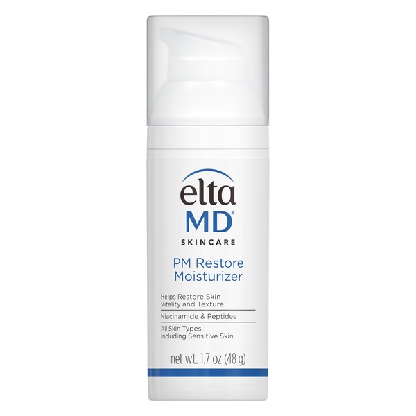 EltaMD PM Restore Facial Moisturizer Lotion, Night Moisturizer for Face, Restores Skin Elasticity and Moisturizes and Repairs Skin Overnight, Safe for Sensitive Skin, Oil Free Formula, 1.7 oz Pump