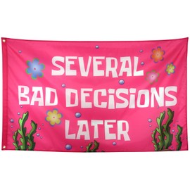 ZKflager Several Bad Decisions Later Pinky Flag Cool Funny Flags For Room Guys Meme Banner 3x5 Feet College Dorm Bedroom Wall Man Cave Girls Frat Indoor Outdoor