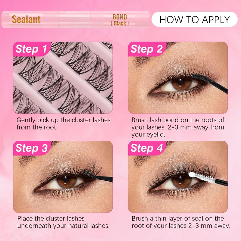 Kiusatig Eyelash Extension Kit 100PCS DIY Lash Extensions Kit Cluster