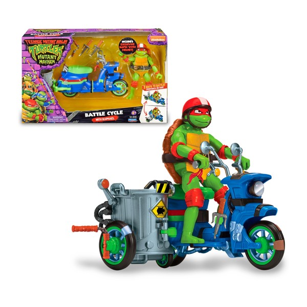Turtles Mutant Mayhem - Motorcycle Sidecar and Raffaello Figure, Compatible with All Basic Figures, for Children from 4 Years, Giochi Preziosi