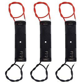 WAYLLSHINE 3Pcs 1 x 1.5V AA Battery Spring Clip Black Plastic 1 x 1.5V AA Battery Case Holder Box Black Red Wire Leads