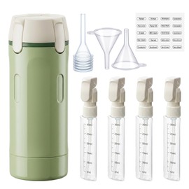 Dispenser da Viaggio 4 in 1, con Etichetta e Imbuto, Flaconi da Viaggio