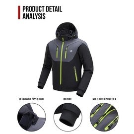 BORLENI Motorcycle Jacket with CE Armor Removable Liner Detachable Hood for Men Motorbike Riding Jacket Windproof All Seasons