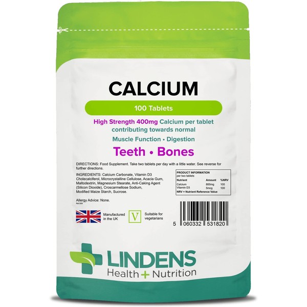 Lindens Calcium Carbonate 400 mg 2-Pack 200 Tablets Food Suppplement