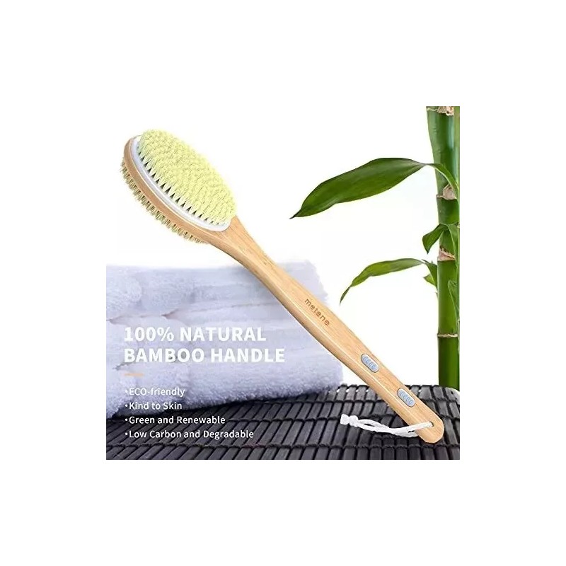 Metene Long Handle Body Brush Bamboo Dual-Sided Back Scrubber Shower