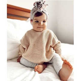 FYBITBO Baby Girl Boy Sweater Knit Oversized Pullover Sweatshirt Romper Onesie Warm Fall Winter Clothes Outfit Newborn (Khaki,3-6 Months)