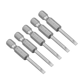 sourcing map 5 Pcs 3mm Slotted Tip Magnetic Flat Head Screwdriver Bits, 1/4 Inch Hex Shank 2-inch Length S2 Power Tool