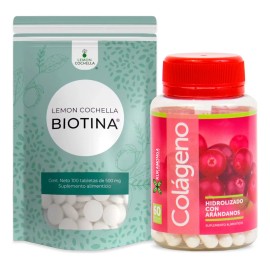 Kit biotina 100 tabletas  frasco de colgeno 60 capsulas sin sabor promueve el crecimiento del cabello fortalece uas y piel mejora la elasticidad...   