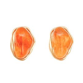 Crymystal Vintage Natural Gem Stone Stud Earrings for Women Amber Natural Stone Earrings Transparent Irregular Crystal Rhinestone Earrings Gold Natural Stone Earrings Jewelry Gifts