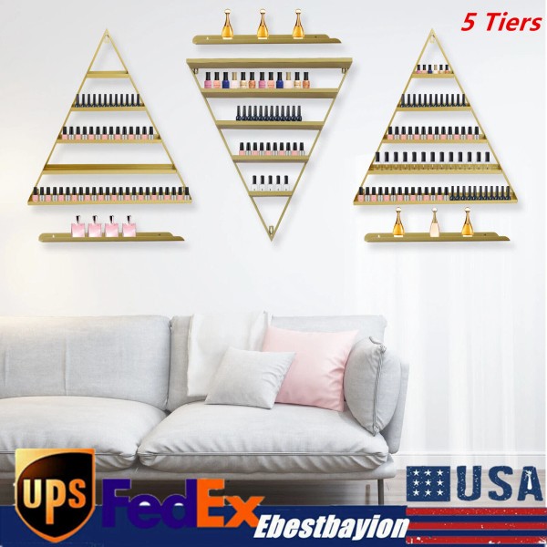 Unbranded Triangle Display Racks Wall-mount 5 Tiers Nail Polish Display Shelves For