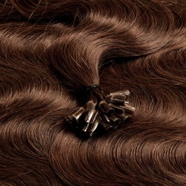 Just Beautiful Hair 100 x 0,8g pre-bonded U-tip strands - 16 ", REMY Hair, #4 darkbrown, weavy