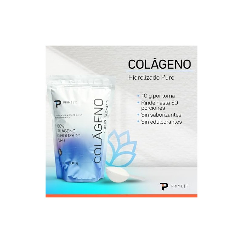 Primetech Nutrition Péptidos Colágeno Hidrolizado Puro en Polvo 500 gr