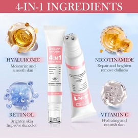 Crema Contorno de Ojos en Roll-On Con Fórmula 4 en 1, Hidrata, Ilumina y Reafirma el Contorno de Los Ojos, Contiene ácido Hialurónico, Vitamina C, Nic