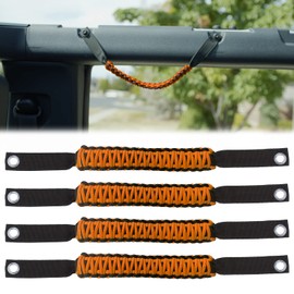 YANWEN Grab Handles for Ford Bronco 2021-2024 2/4 Door, Roll Bar Paracord Grip Handles, for Ford Bronco Interior Accessories(Orange 4PCS)