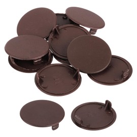 QUARKZMAN Pack of 10 Hinge Hole Covers, 40 mm (1-9/16 Inch) Diameter, Plastic Hole Cover, Round Flat Caps for Furniture, Cabinet, Cabinet, Brown
