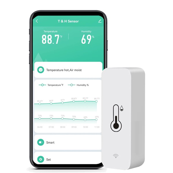 WiFi Humidity Temperature Monitor: Smart Hygrometer Thermometer for Remote Monitor