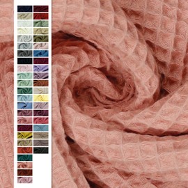 VmG-Store 1 m Waffle Pique 100% Cotton Oeko-Tex No Sold by the Metre Over 40 Colours to Choose From Waffle Fabric (028 I Blush)