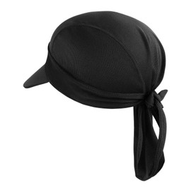 OhMill Skull Cap Bandana Caps Cycling Caps Running Hat Mens Durag Cap Motor Bike Helmet Bandana Headband with Sun Visor Black