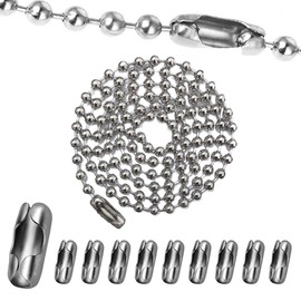 XOUDKE 2 Metre Ball Chain Stainless Steel Diameter 4.5 mm Ball Chain Ball Chains with 10 Pieces Ball Chain Connectors for DIY Jewellery Making