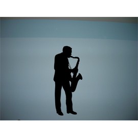 Saxophone Player Silhouette- Musician Vinyl Wall Decal (Dark Brown)